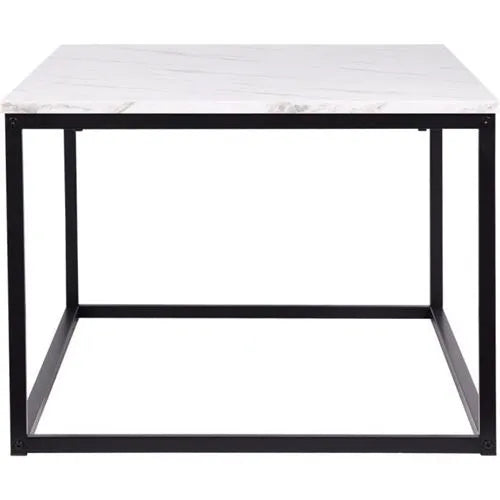 Table basse rectangulaire - décors marbre pietement métal noir